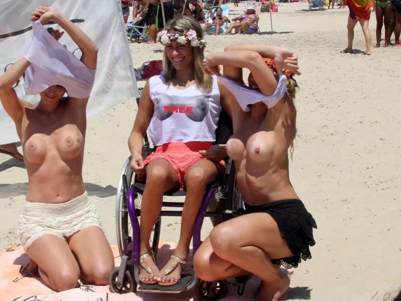 Topless beach nude